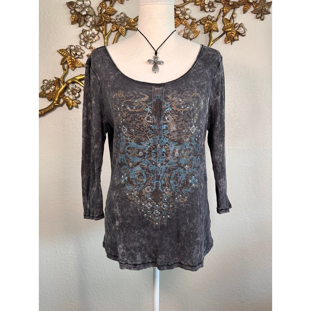 Unbranded Women's Grey and Blue Shirt